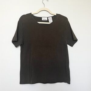 Vintage Worthington dark olive green short sleeve top -Size Large